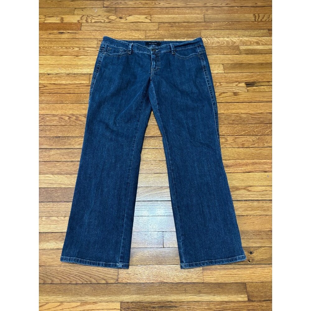 Calvin Klein Womens Low Rise Bootcut Jeans Plus Size 18W Blue Dark Wash Denim